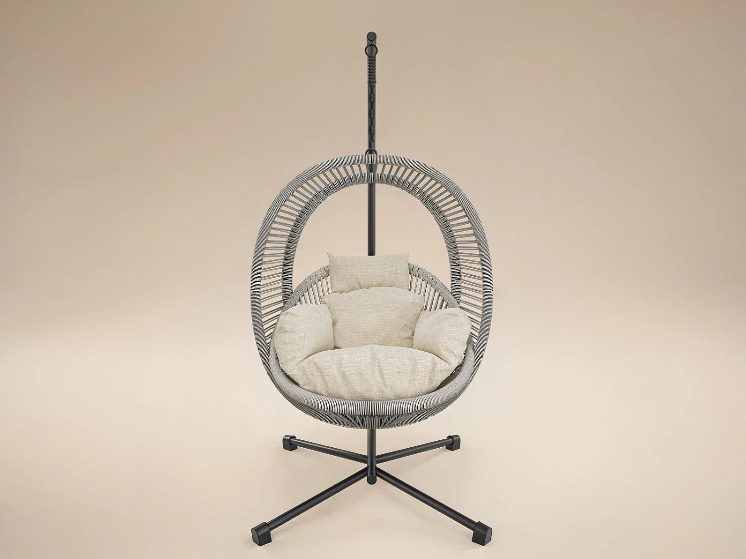 SOLACE+CO Lana Garden Swing Chair Light Grey Rattan