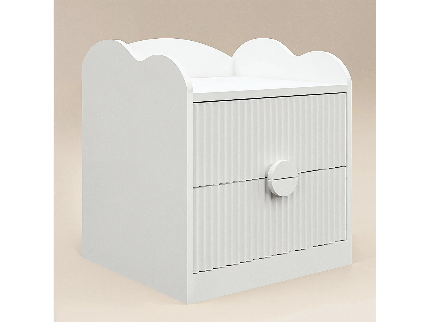 Flair Calista 2 Drawer Cloud Detail Ribbed Bedside Table White