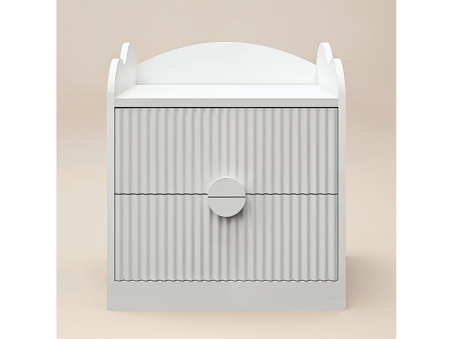 Flair Calista 2 Drawer Cloud Detail Ribbed Bedside Table White