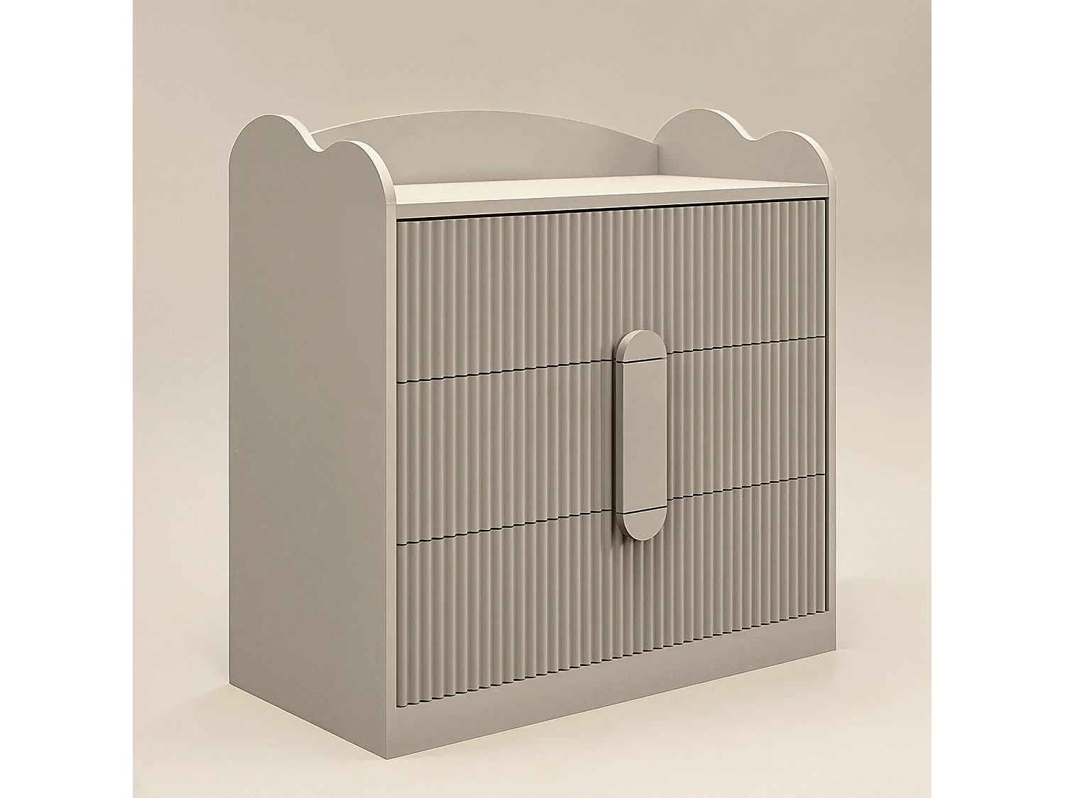 Flair Calista Ribbed Chest of 3 Drawers Taupe
