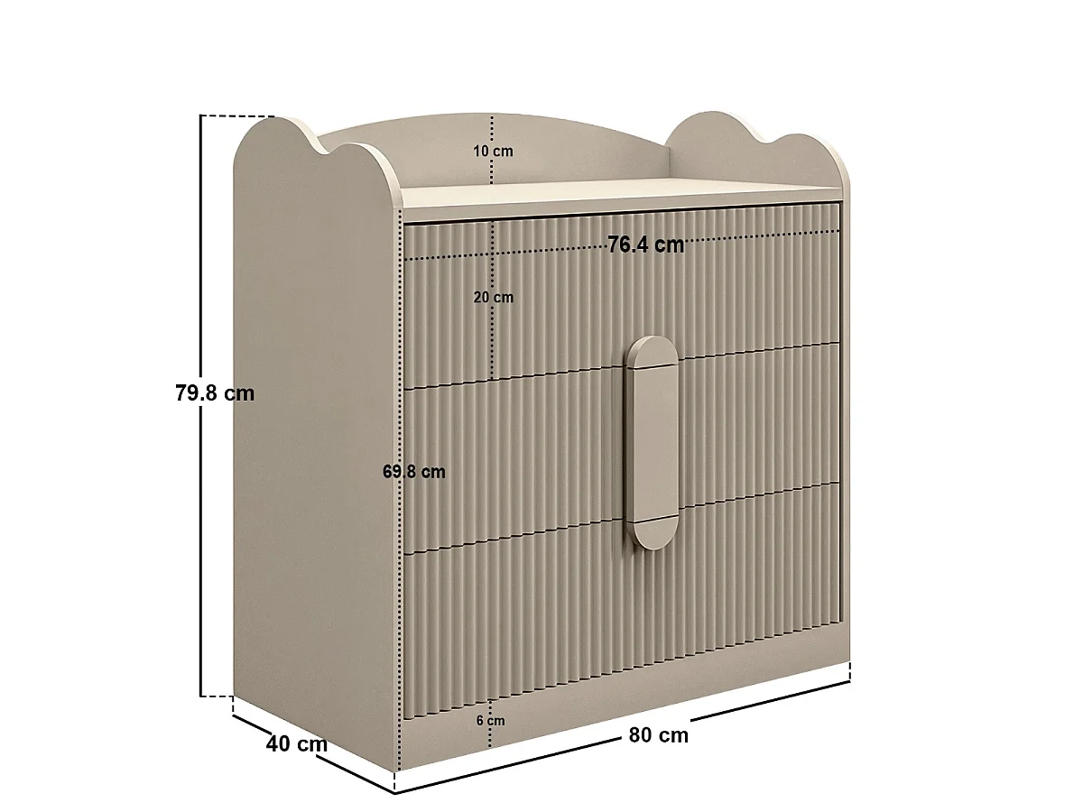 Flair Calista Ribbed Chest of 3 Drawers Taupe