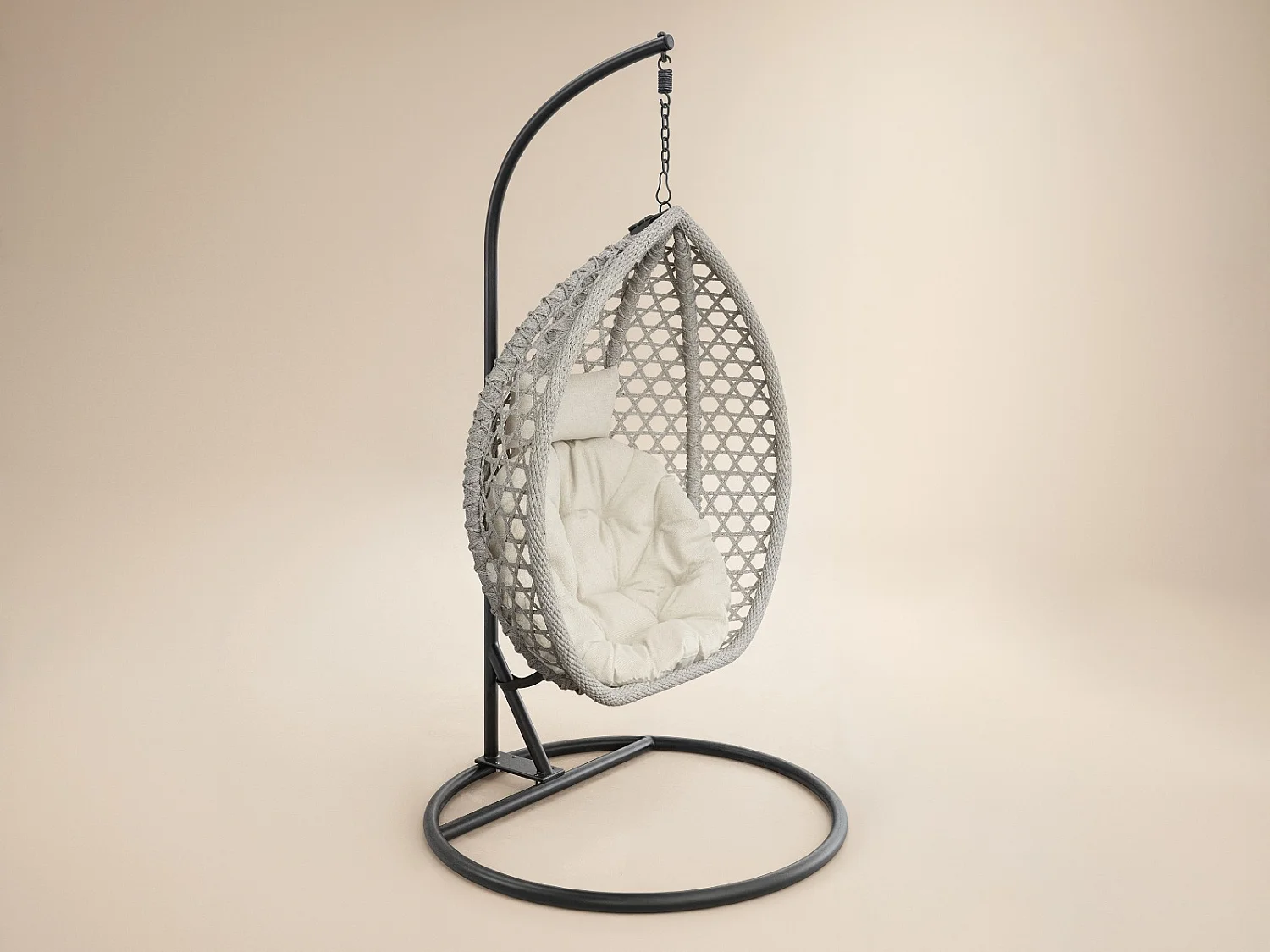 SOLACE+CO Lola Garden Swing Chair Grey Rattan