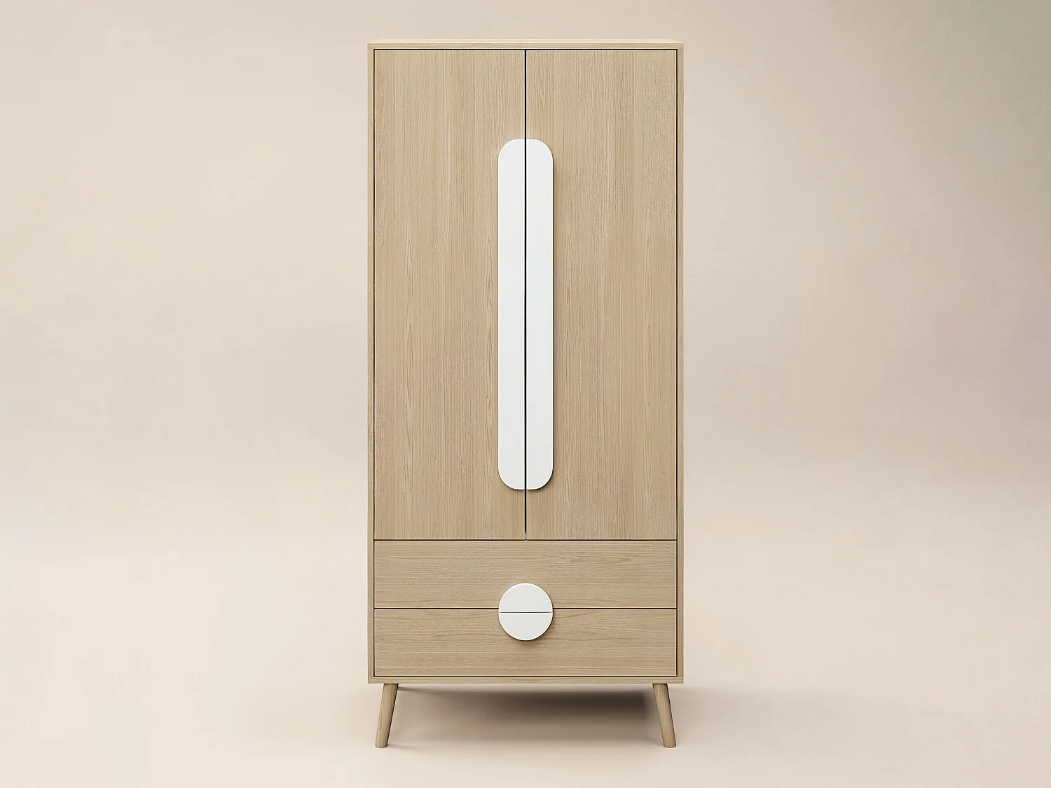 Flair Noah 2 Door Wardrobe with 2 Drawers Oak & White