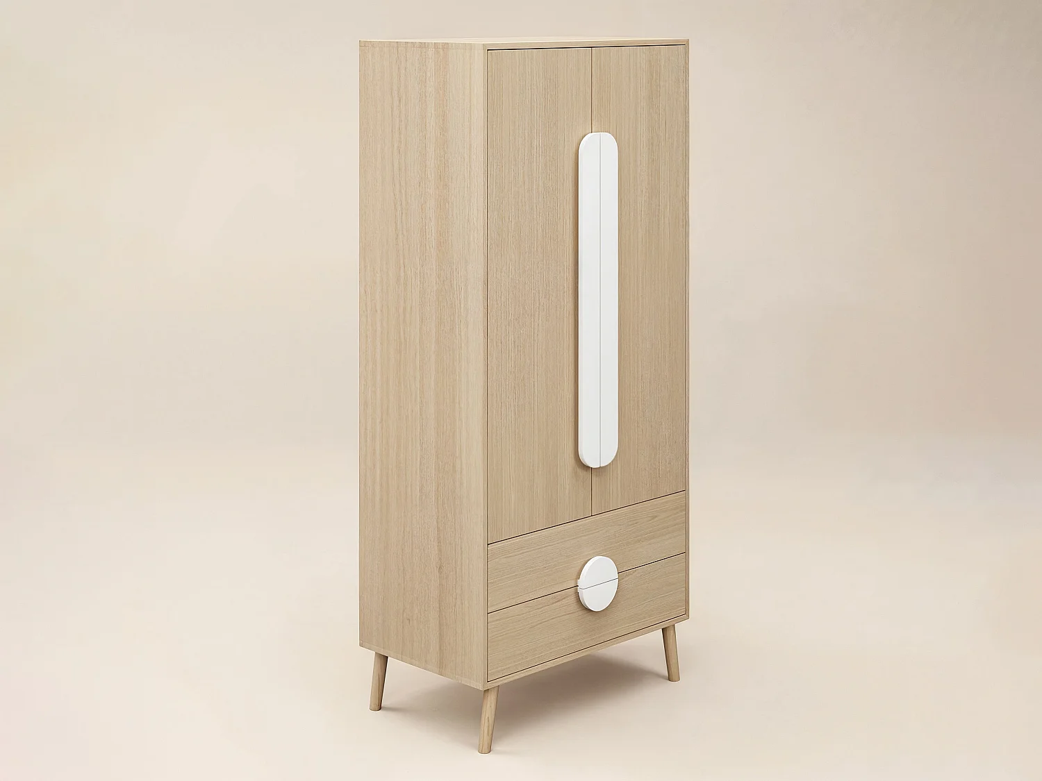 Flair Noah 2 Door Wardrobe with 2 Drawers Oak & White