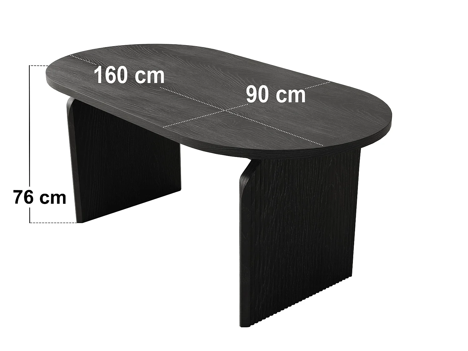 SOLACE+CO Varm Ribbed Dining Table Black