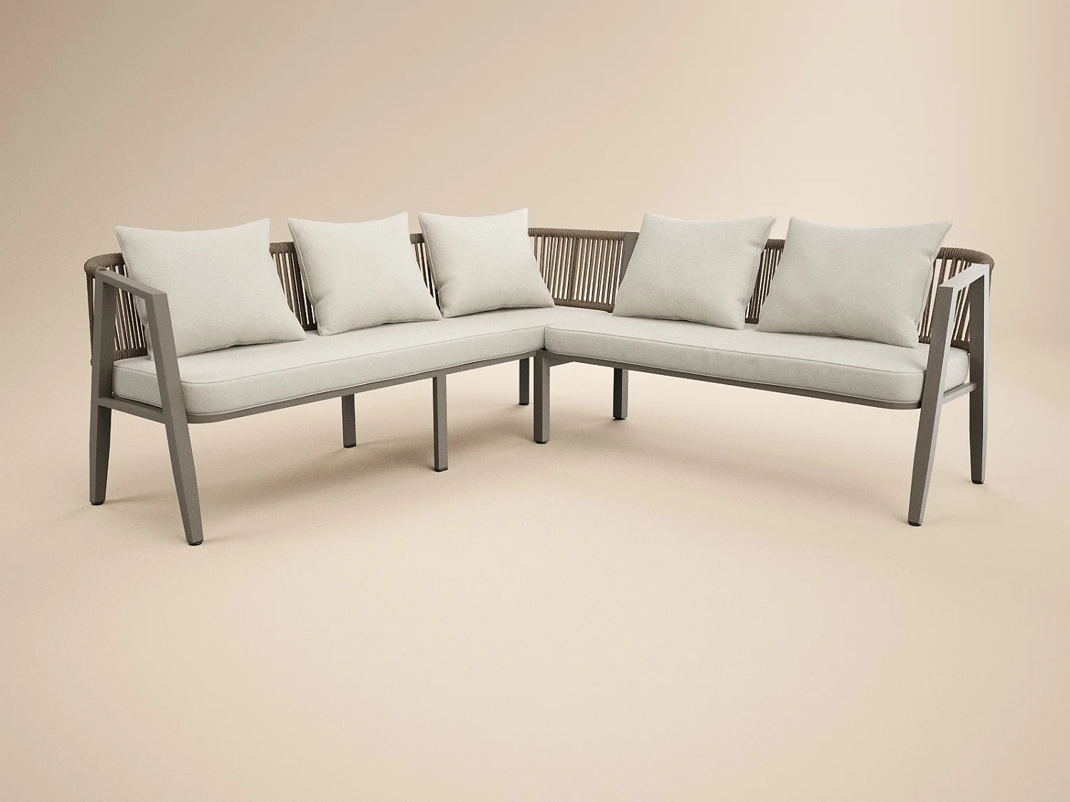 SOLACE+CO Dayton Corner Sofa & Coffee Table Garden Set Beige