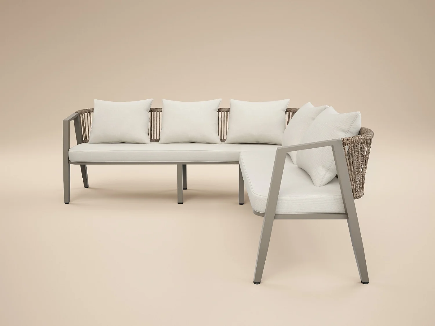 SOLACE+CO Dayton Corner Sofa & Coffee Table Garden Set Beige