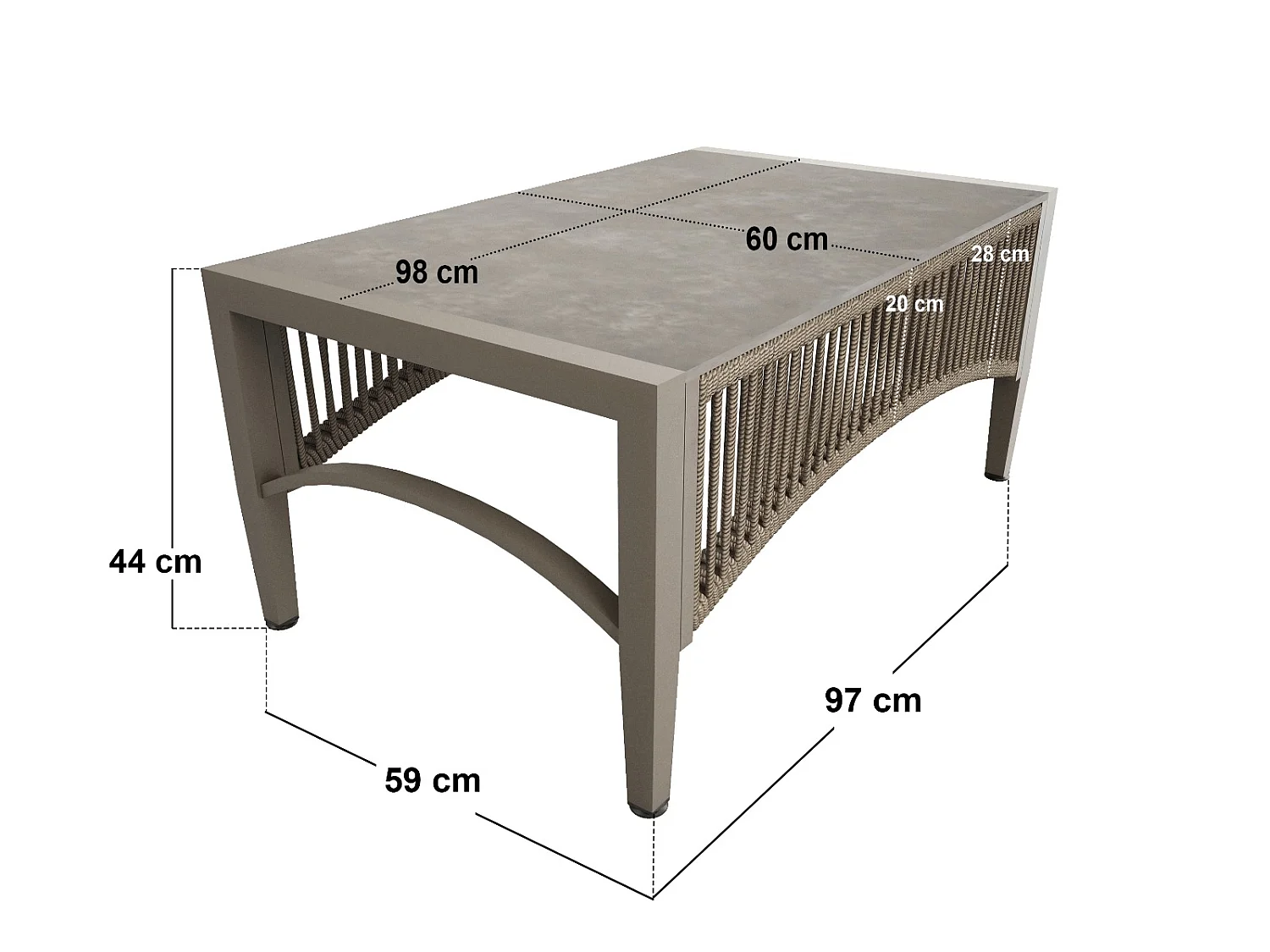 SOLACE+CO Dayton Corner Sofa & Coffee Table Garden Set Beige