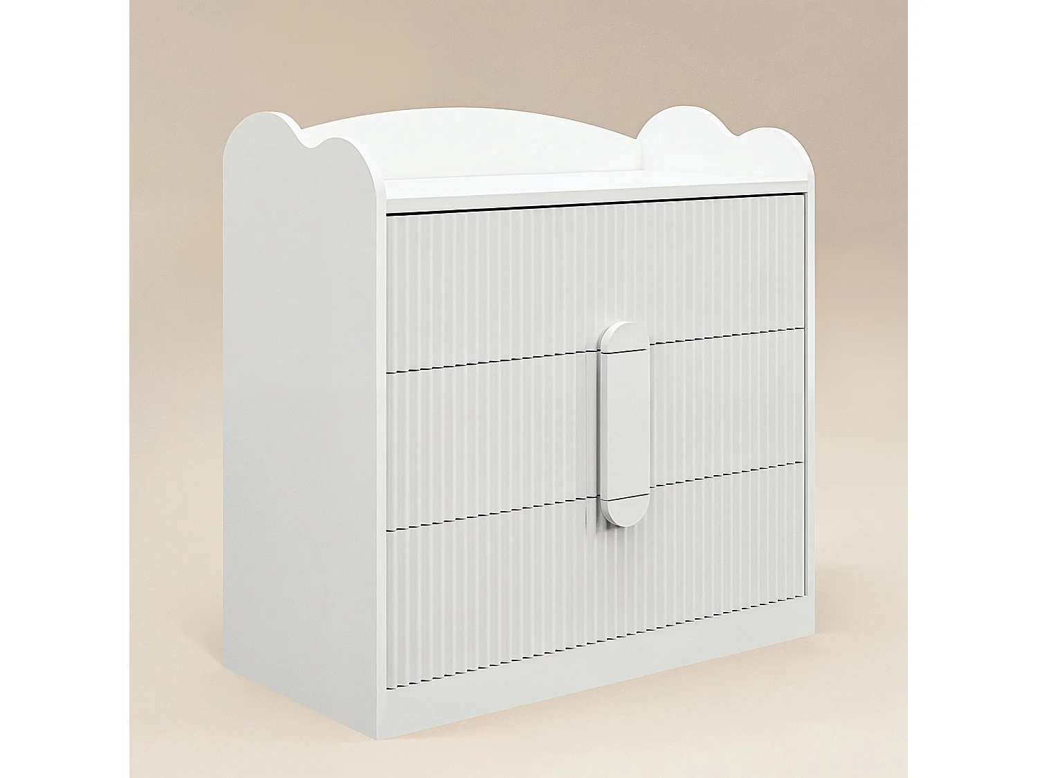 Flair Calista Ribbed Chest of 3 Drawers White
