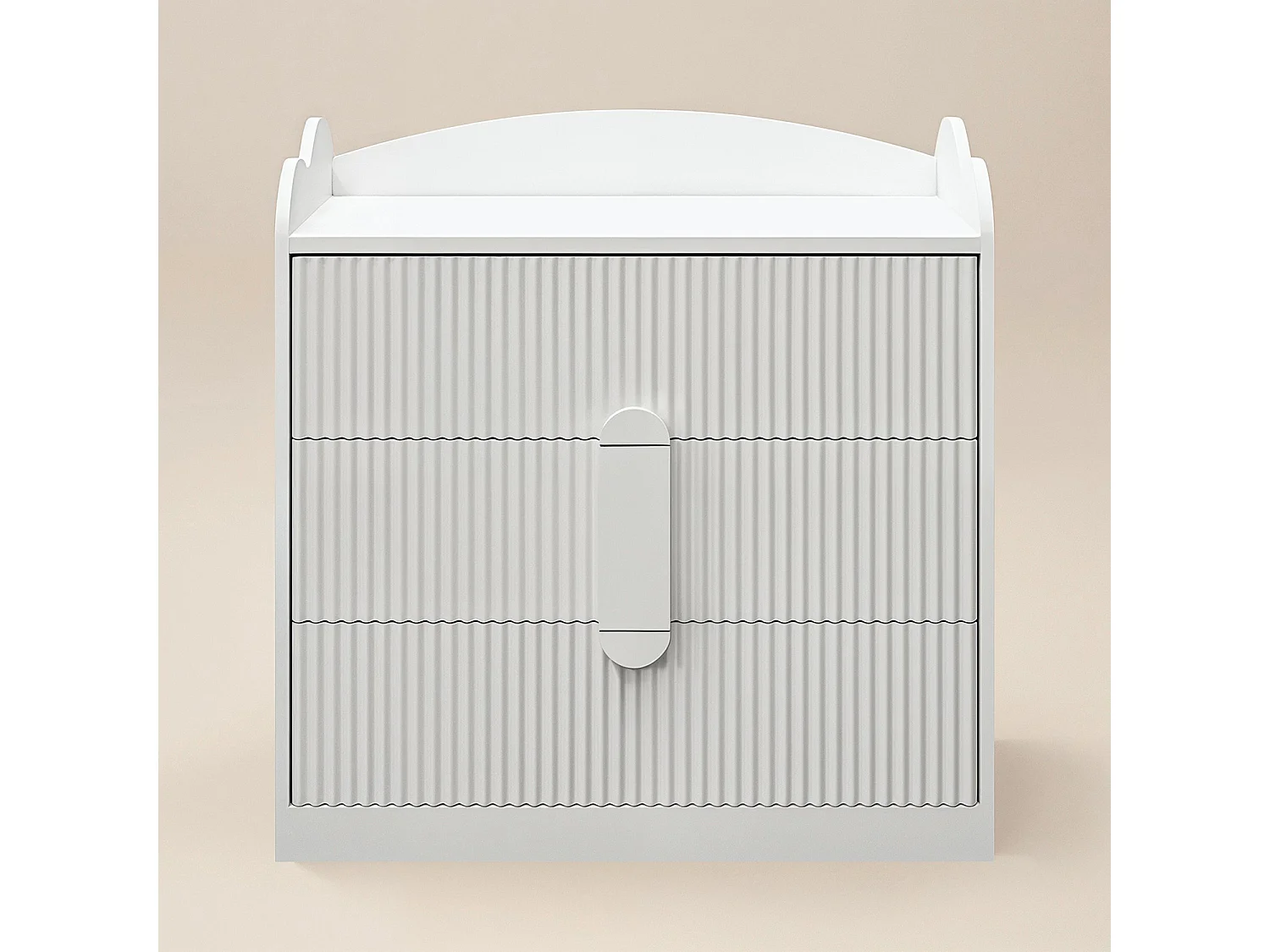 Flair Calista Ribbed Chest of 3 Drawers White