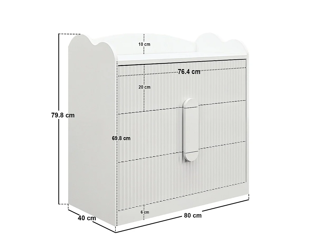 Flair Calista Ribbed Chest of 3 Drawers White