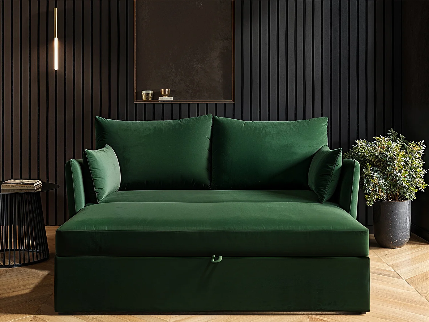 SOLACE+CO Skyler 2 Seater Sofa Bed Bottle Green Velvet