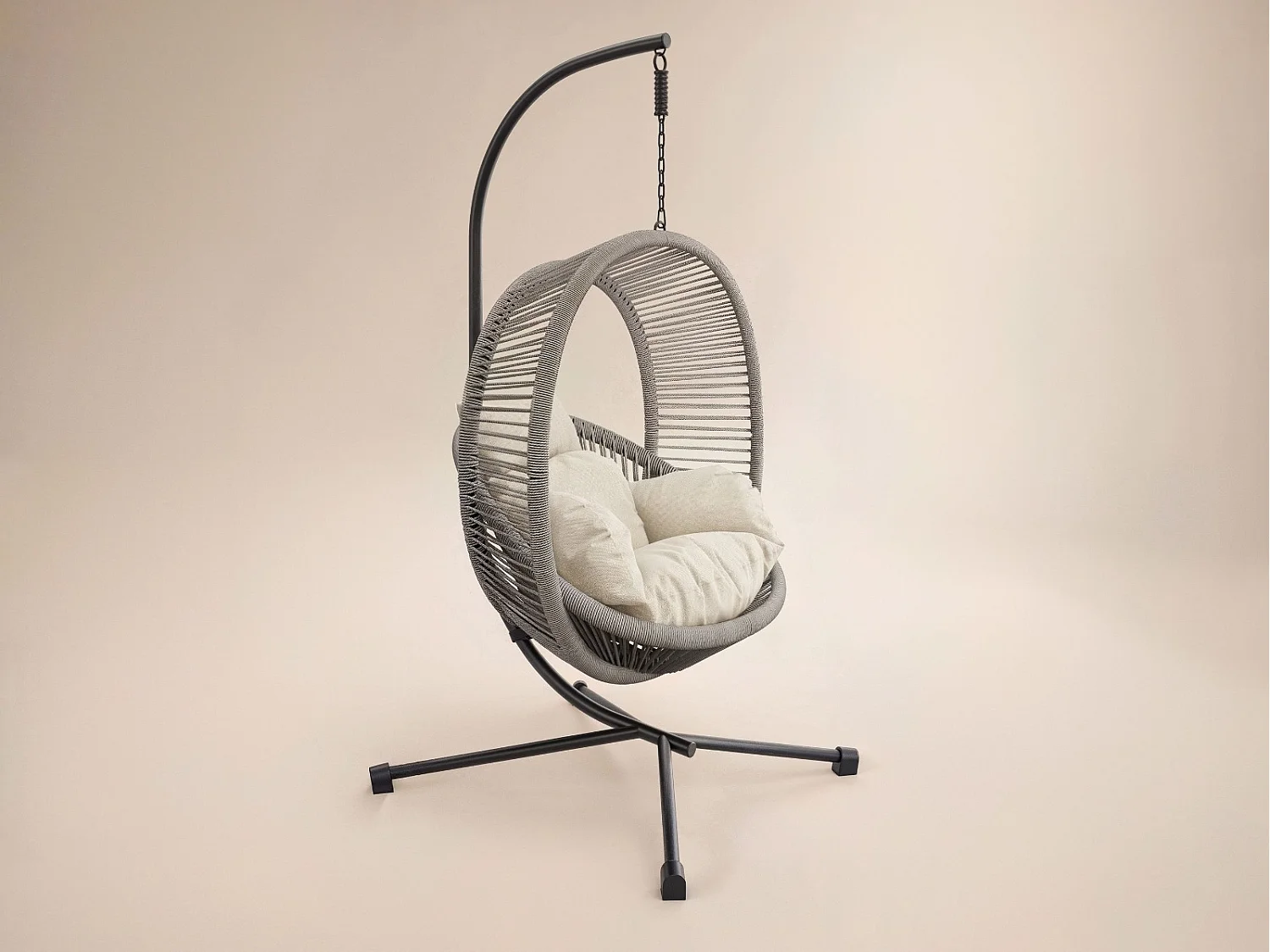SOLACE+CO Lana Garden Swing Chair Light Beige Rattan