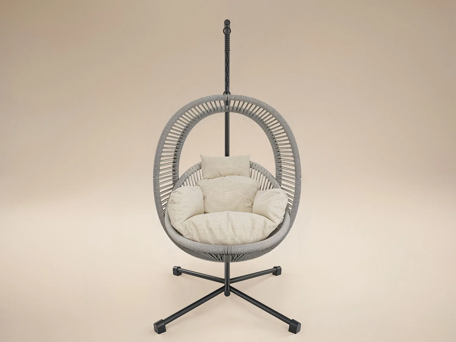 SOLACE+CO Lana Garden Swing Chair Light Beige Rattan
