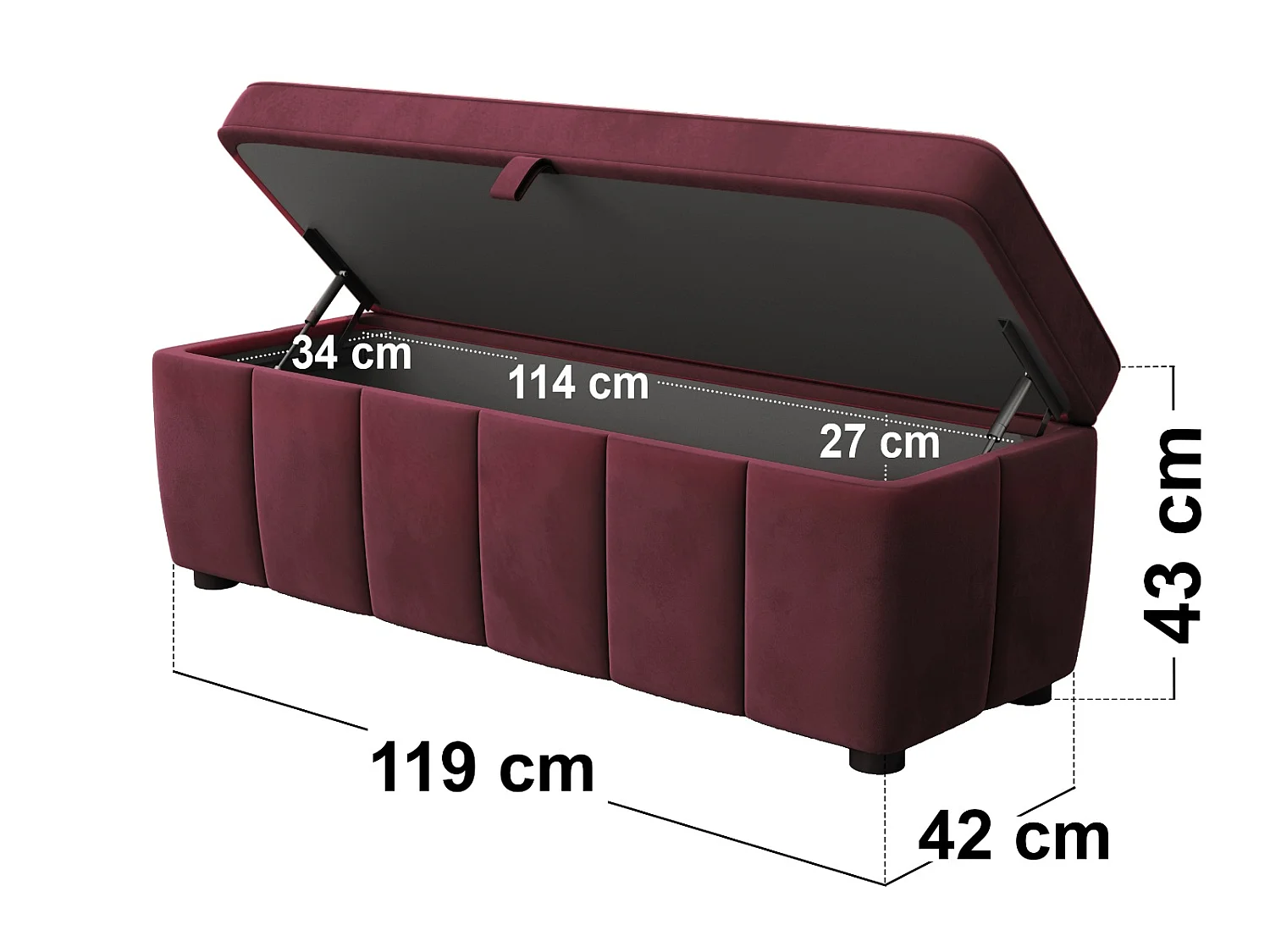 SOLACE+CO Emilie Burgundy Velvet Blanket Box