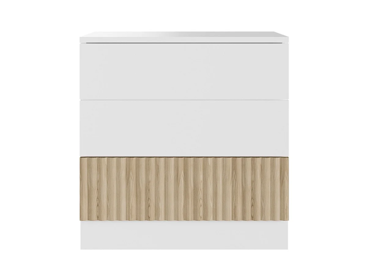 Flair Luca 3 Drawer Chest Ribbed White & Oak