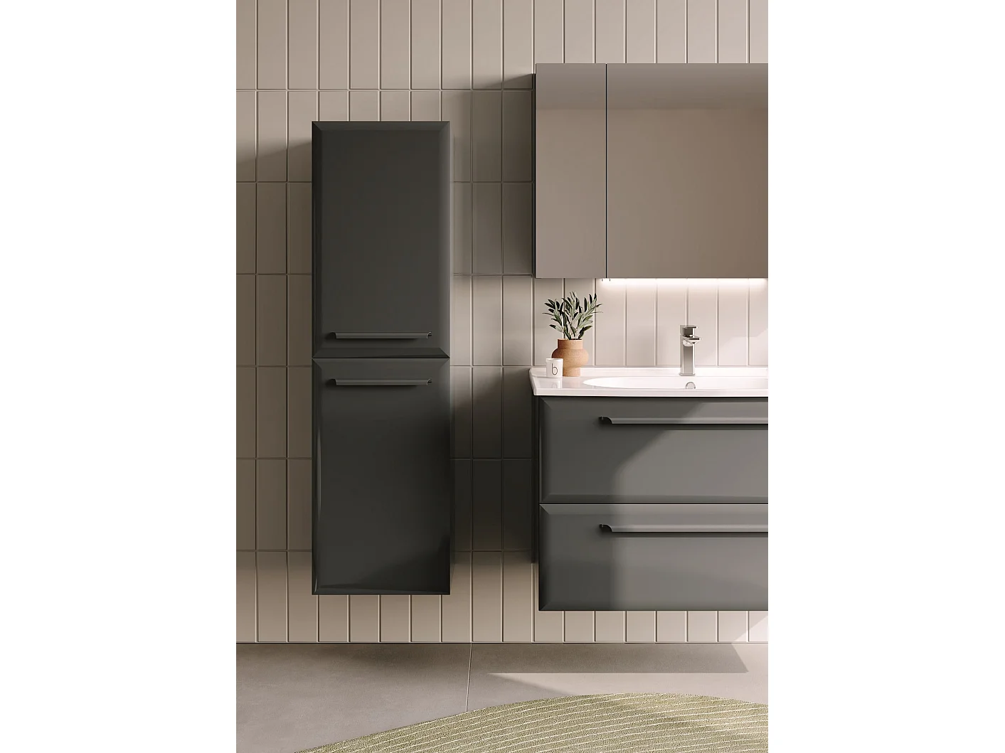 Badezimmerschrank mit Spiegel "Nuvola 100 v2" – 97 x 16 x 66 cm – Anthrazit