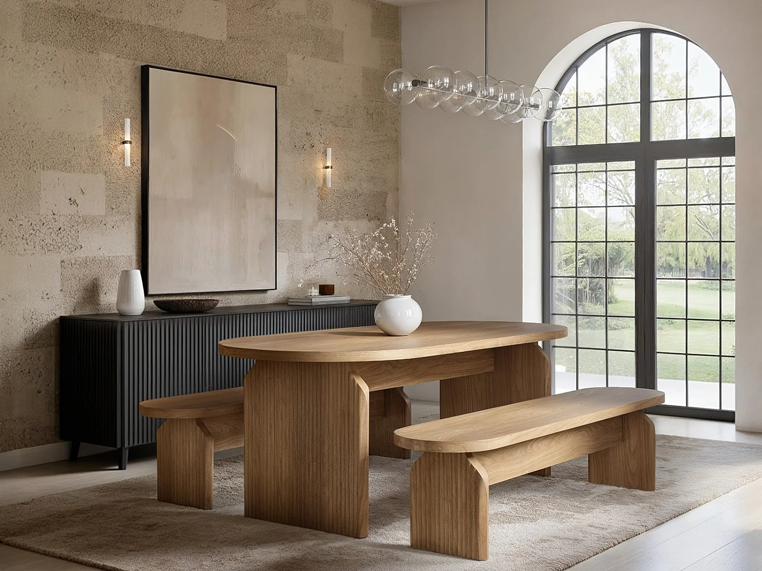 SOLACE+CO Varm Ribbed Dining Table Oak