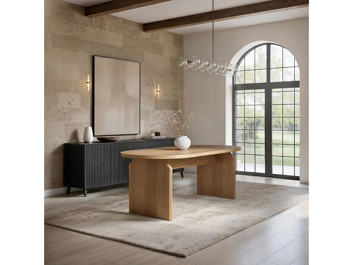 SOLACE+CO Varm Ribbed Dining Table Oak