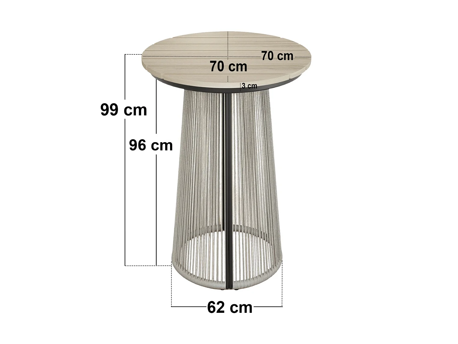 SOLACE+CO Hana Round Bar Table & Lita Chairs Garden Set Dark Brown