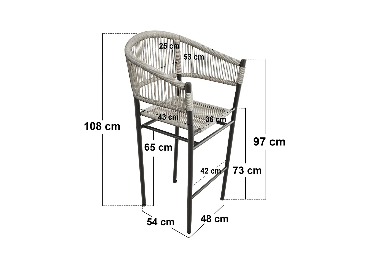 SOLACE+CO Hana Round Bar Table & Lita Chairs Garden Set Dark Brown