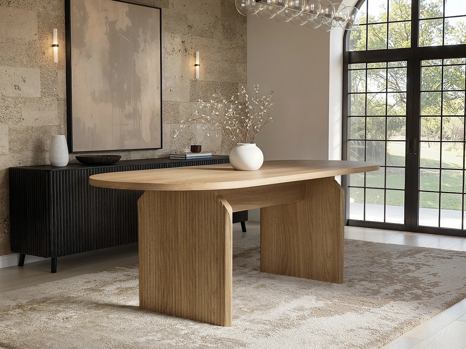 SOLACE+CO Varm Wood Effect Extendable Dining Table