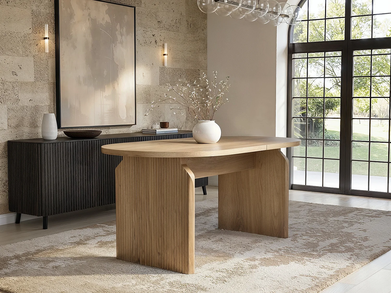 SOLACE+CO Varm Wood Effect Extendable Dining Table