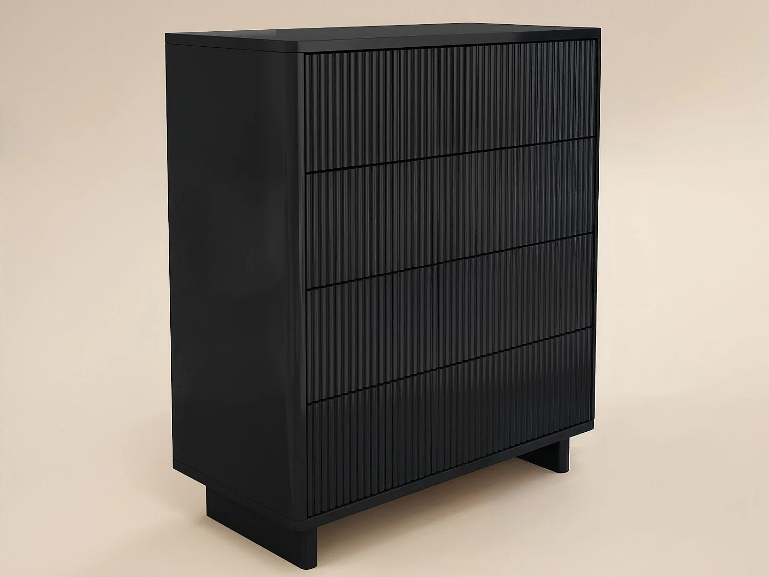 SOLACE+CO Velmor Ribbed Chest of 5 Drawers Black