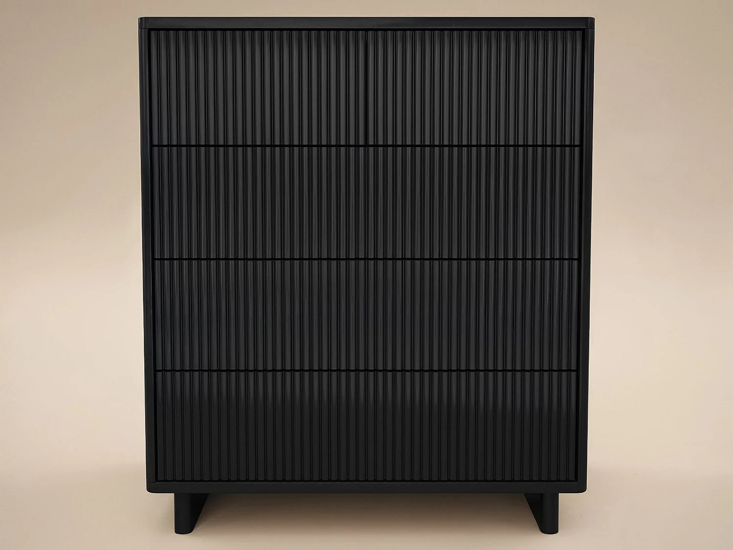 SOLACE+CO Velmor Ribbed Chest of 5 Drawers Black