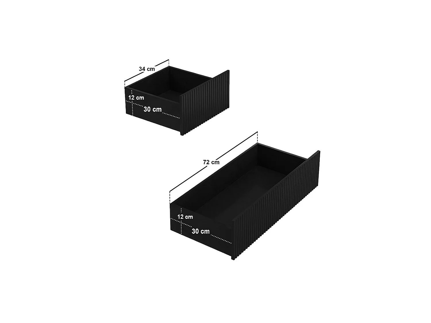 SOLACE+CO Velmor Ribbed Chest of 5 Drawers Black