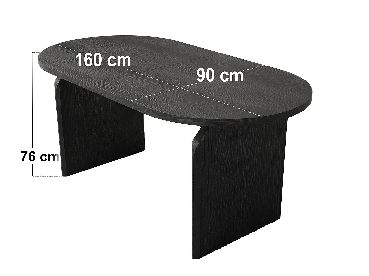 SOLACE+CO Varm Black Wood Effect Extendable Dining Table