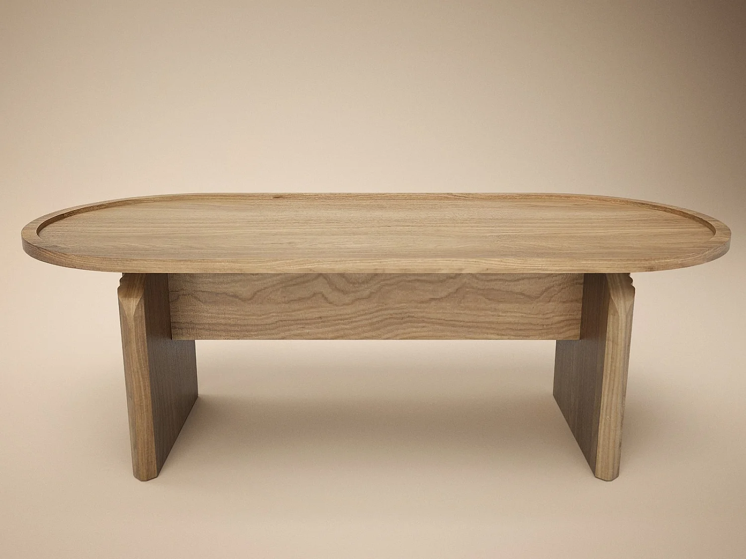 SOLACE+CO Varm Ribbed Wooden Oval Coffee Table Oak