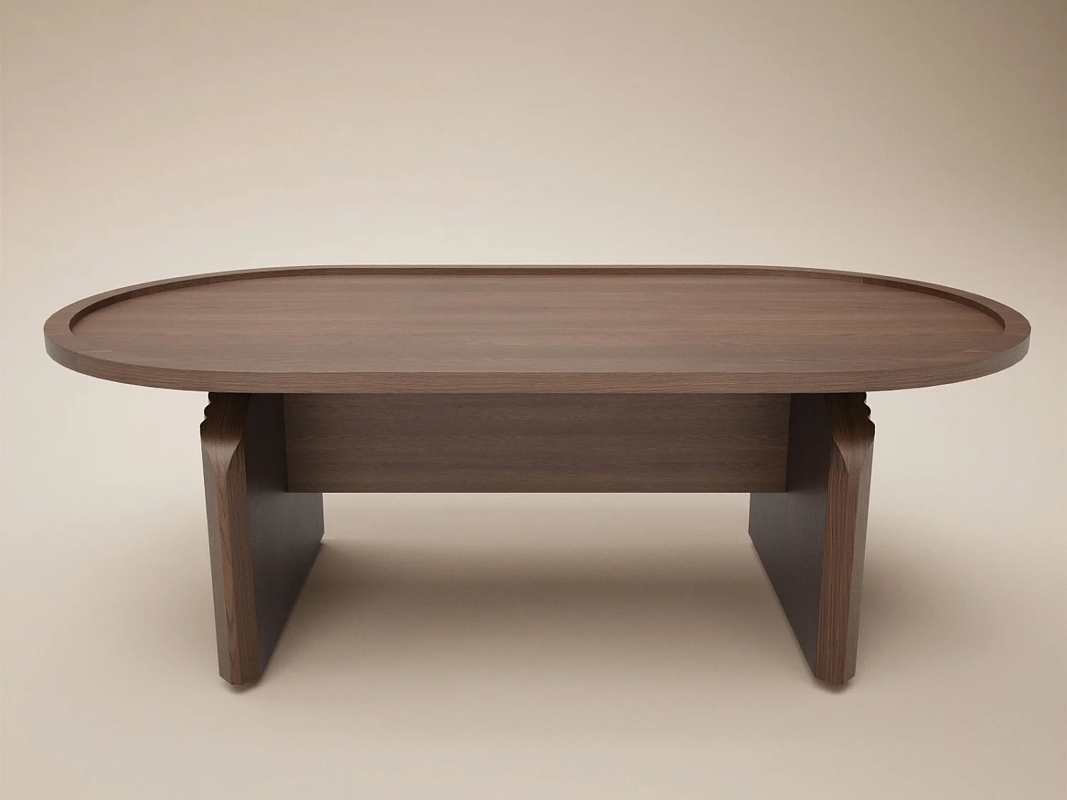 SOLACE+CO Varm Ribbed Wooden Oval Coffee Table Walnut