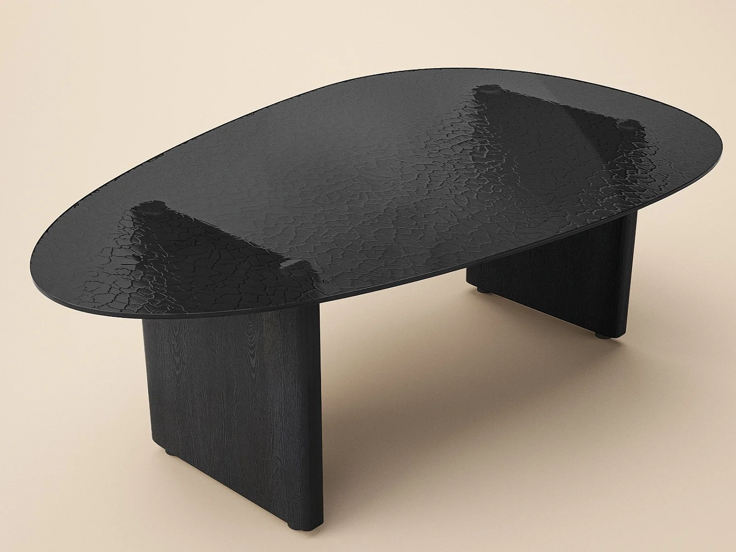 SOLACE+CO Emil Glass Oval Coffee Table Black