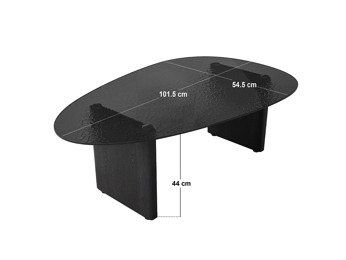 SOLACE+CO Emil Glass Oval Coffee Table Black