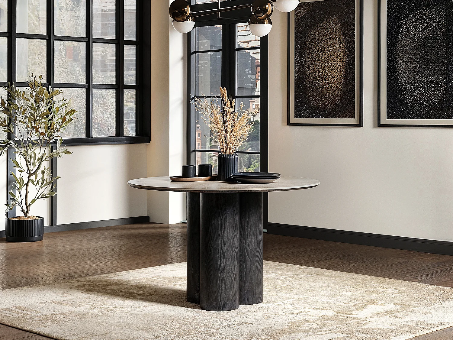 SOLACE+CO Deko Sintered Stone Round Dining Table Black