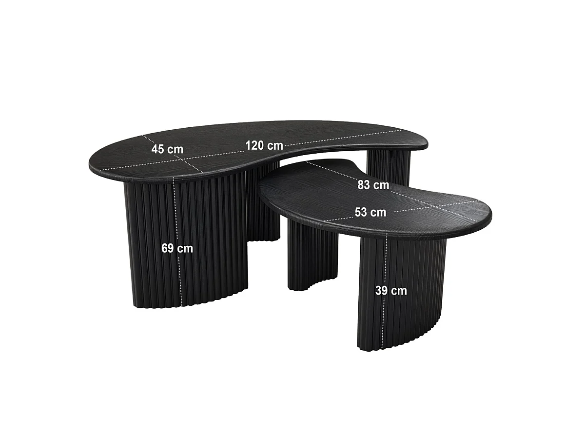 SOLACE+CO Clio Coffee Table Set Black