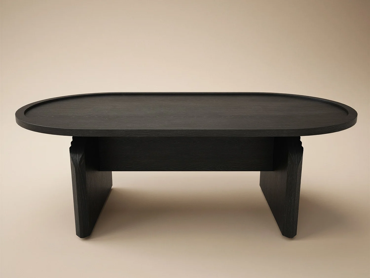 SOLACE+CO Varm Ribbed Wooden Oval Coffee Table Black
