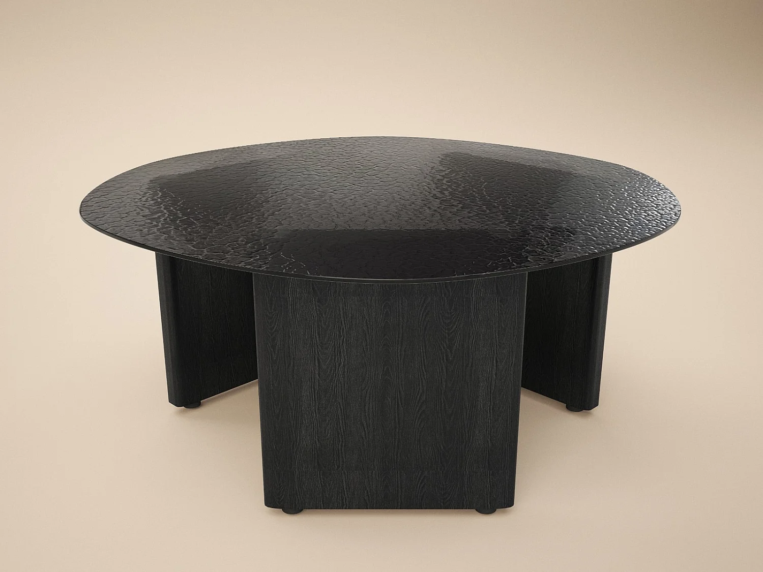 SOLACE+CO Emil Glass Round Coffee Table Black