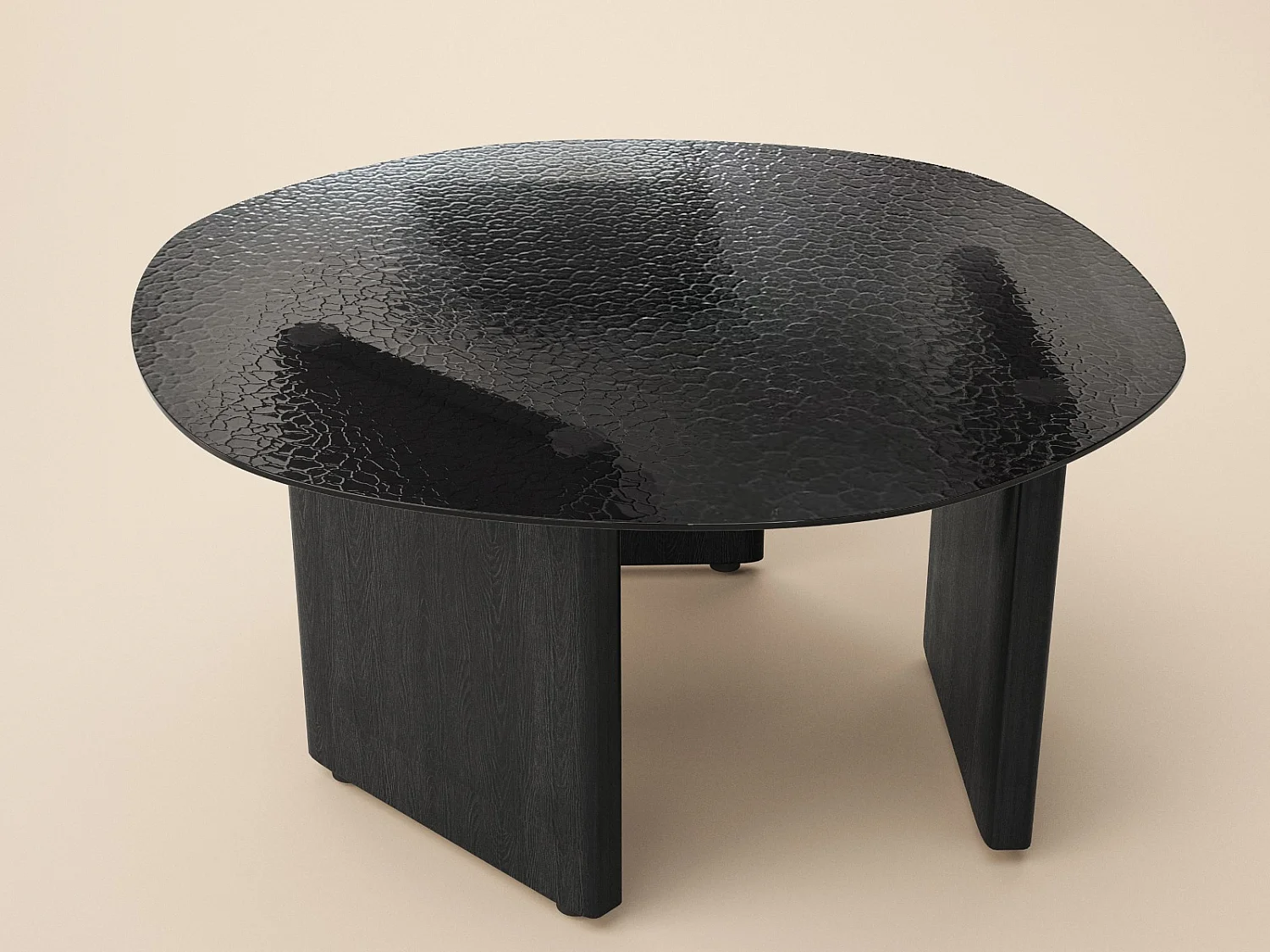 SOLACE+CO Emil Glass Round Coffee Table Black