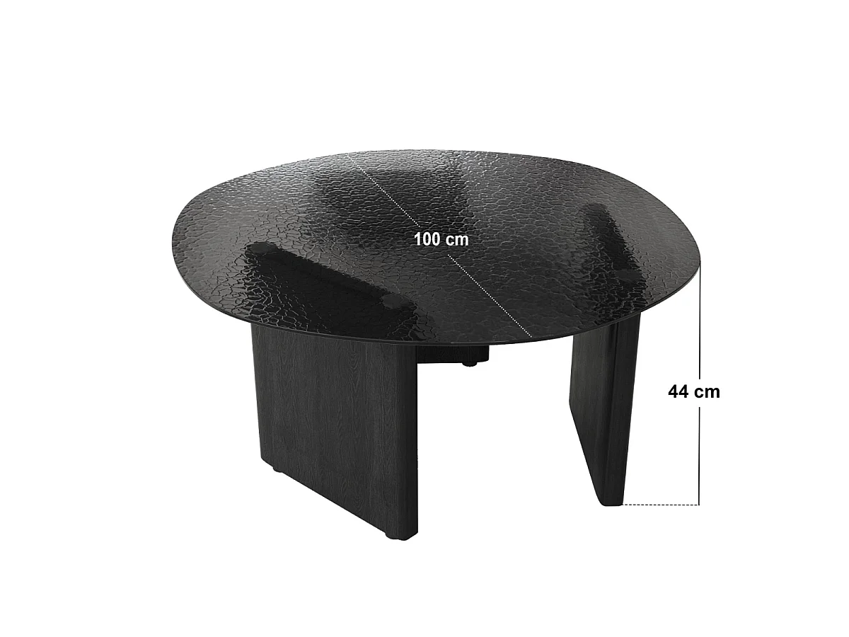 SOLACE+CO Emil Glass Round Coffee Table Black
