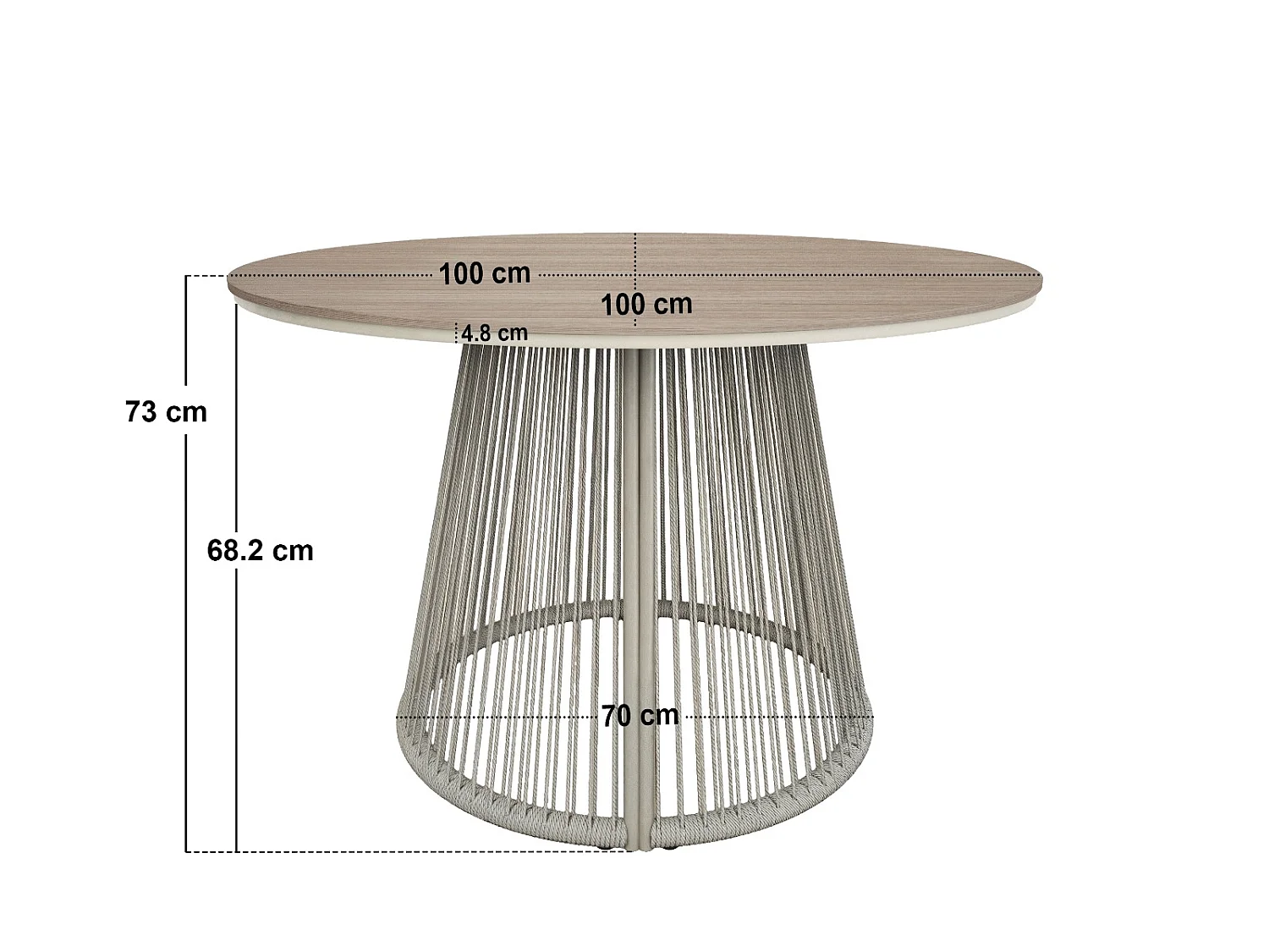 SOLACE+CO Hana Round Table & Lita Chairs Garden Dining Set Beige