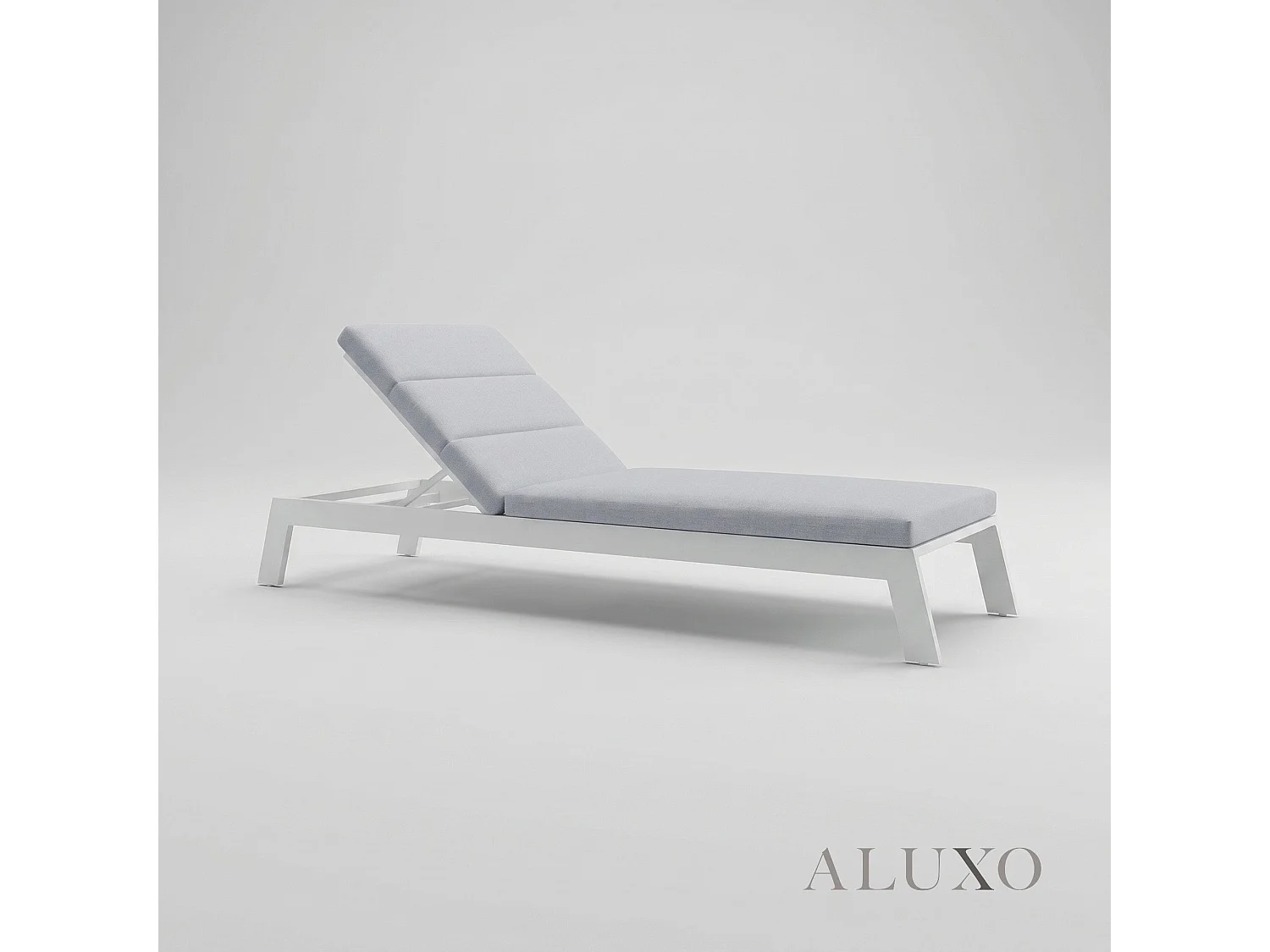 ALUXO Dasia Luxury Outdoor Sun Lounger – White Aluminium & Pebble Grey Cushion