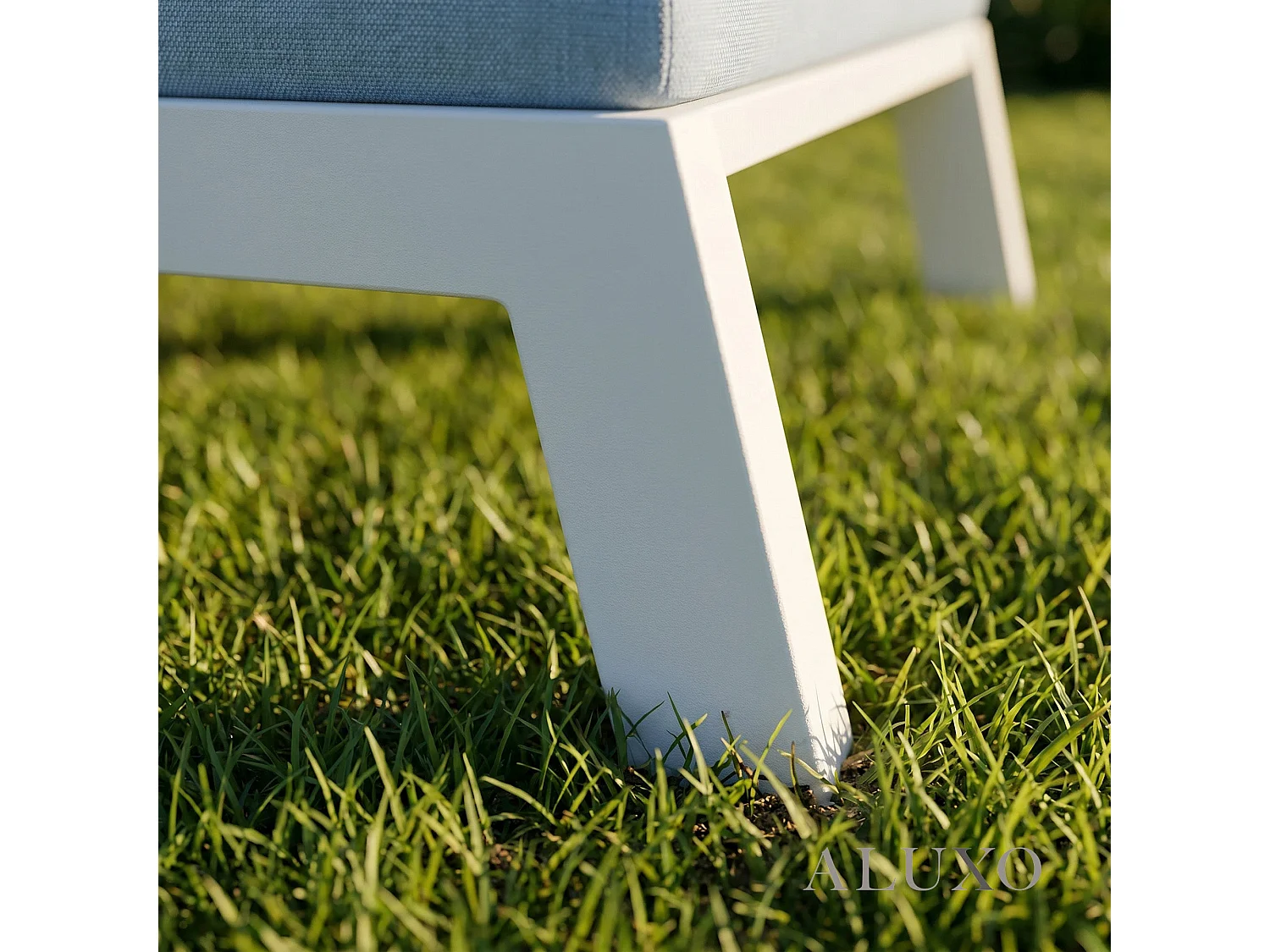 ALUXO Dasia Luxury Outdoor Sun Lounger with Table Set – White Aluminium