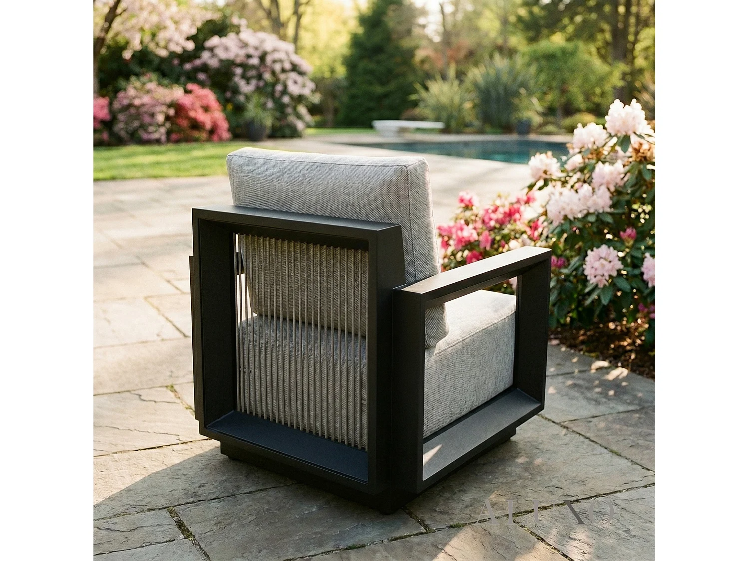 ALUXO Ikos 5-Seater Luxury Lounge Set - Onyx Architectural Aluminium & Slat Table