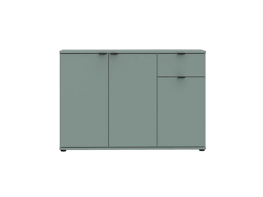 Buffet 3 portes 1 tiroir AUCUNE GANYMEDE 120 cm papier décor sauge