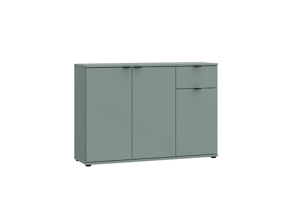 Buffet 3 portes 1 tiroir AUCUNE GANYMEDE 120 cm papier décor sauge