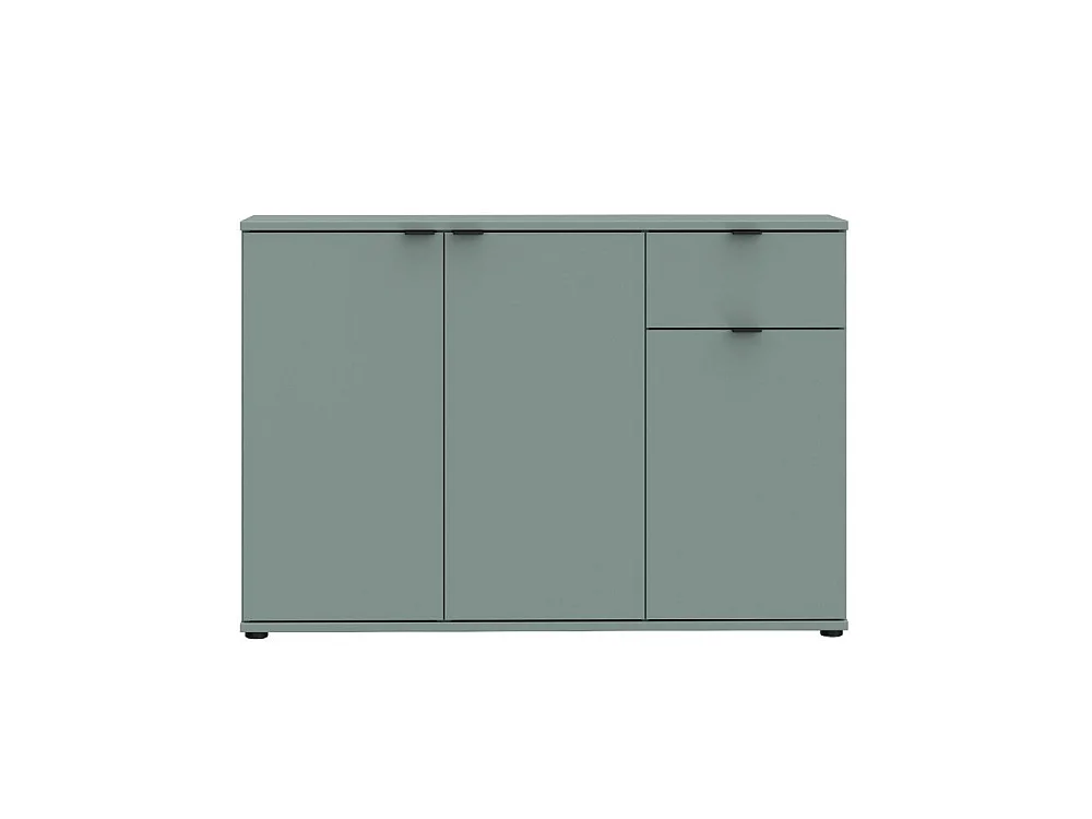 Buffet 3 portes 1 tiroir AUCUNE GANYMEDE 120 cm papier décor sauge