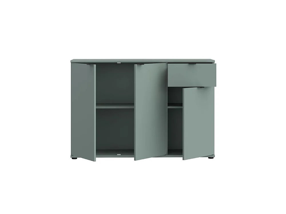 Buffet 3 portes 1 tiroir AUCUNE GANYMEDE 120 cm papier décor sauge