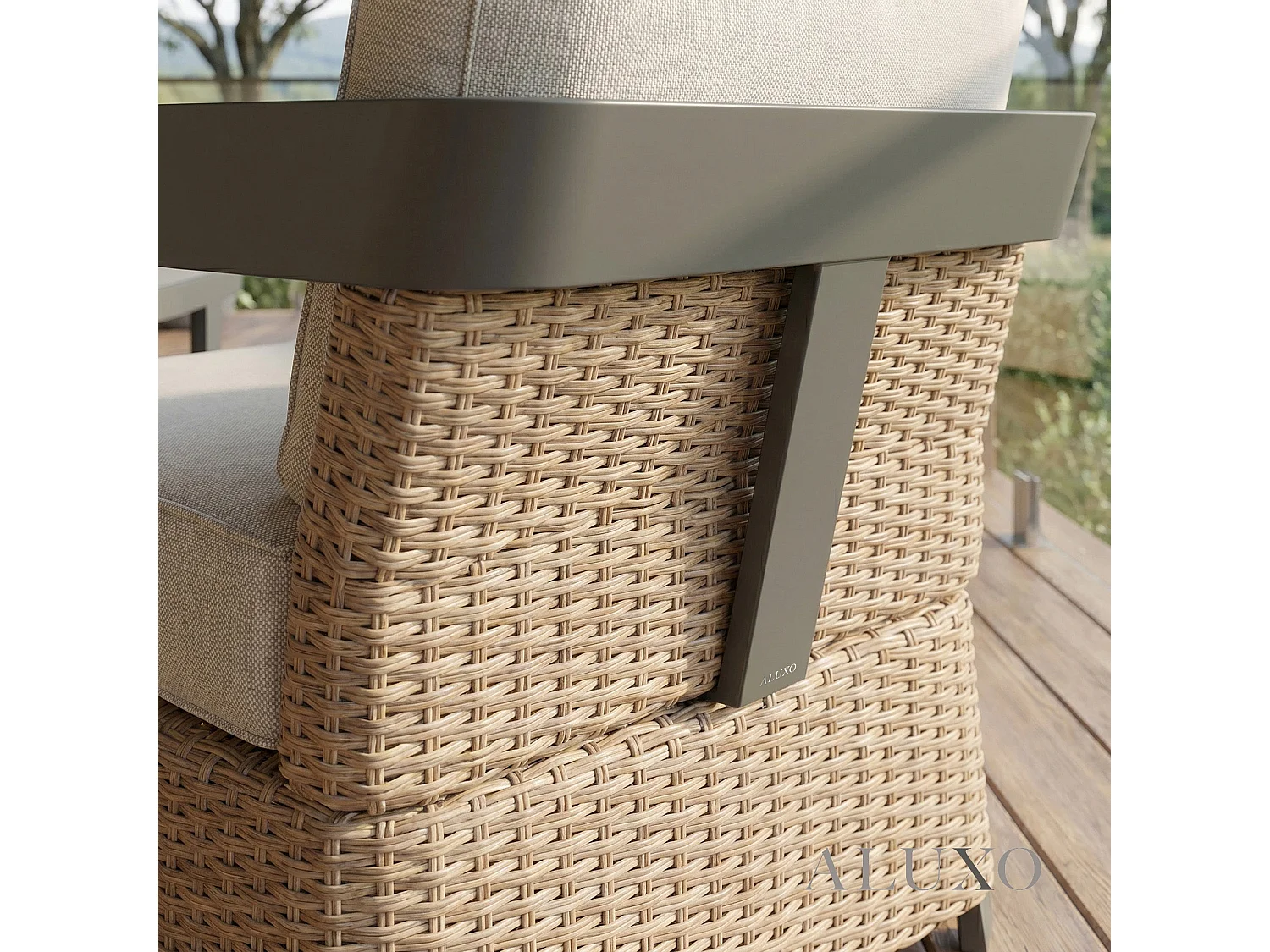 ALUXO Selene 5-Seater Luxury Lounge Set - Onyx Aluminium, Woven Base & Sintered Stone Table